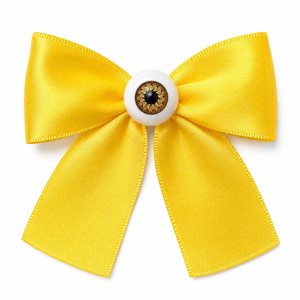 Bow Eyeball Clip – 1.5” Ribbon - Buttercup Glow